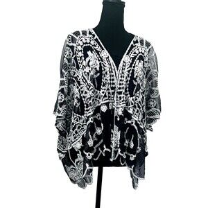 Liv Los Angeles Black Lace Cardigan Kimono M Romantic‎ Bohemian Free Spirit